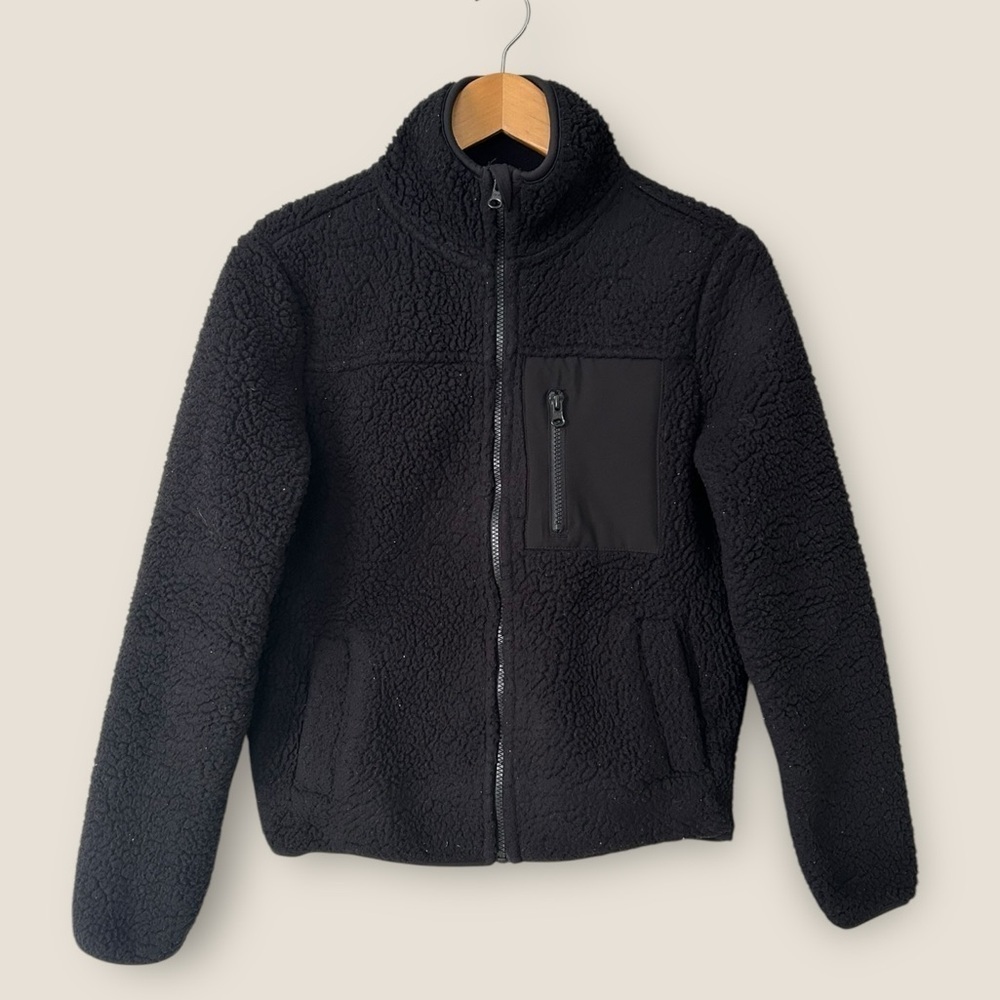 Joe Fresh Black Teddy Jacket with Zip Chest Pocket